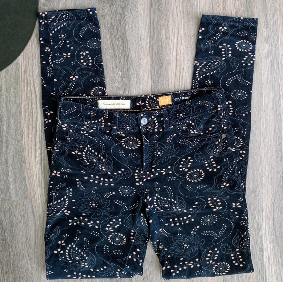 Pilcro + Letterpress Navy Printed Serif Cords 26 - Picture 2 of 8